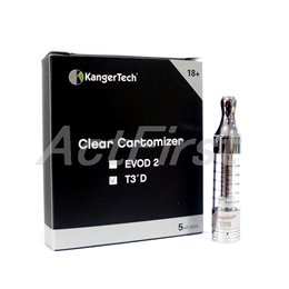 KangerTech T3D BDCC eGo 2.2ml デュアルコイル クリアカトマイザー (5個入)